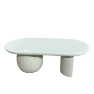 طاولة قهوة حجر صناعي - اوف وايت