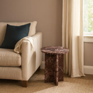 طاولة جانبية رخام طبيعي - أحمر