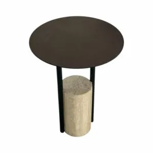 طاولة جانبية رخام طبيعي فيزا - اسود وبيج