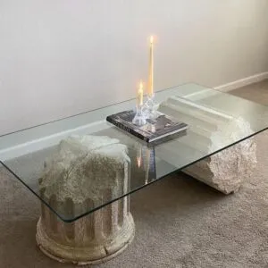 طاولة قهوة حجر طبيعي وزجاج - نولا