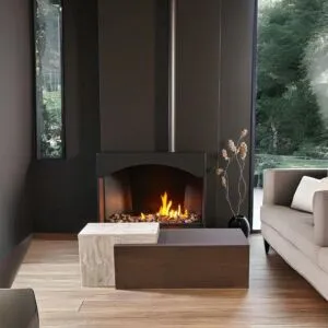 طاولة قهوة بيجاد رخام ترافنتينو وخشب