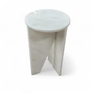 طاولة جانبية رخام طبيعي - ابيض