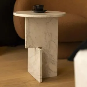 طاولة جانبية رخام كرارا إيطالي طبيعي