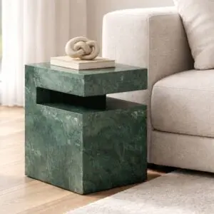 طاولة جانبية رخام طبيعي - من مجموعة فيونا - اخضر