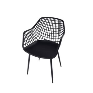 كرسي خارجي بنمط شبكي ماسي - اسود