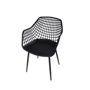 كرسي خارجي بنمط شبكي ماسي - اسود