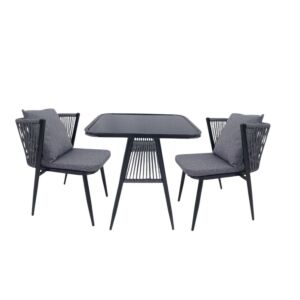 طقم جلسة خارجية 3 قطع ميرات - رمادي