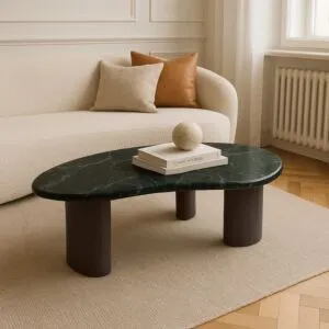 طاولة قهوة رخام باولا - بني واخضر