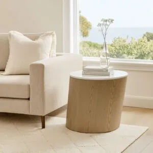 طاولة جانبية روميس - أبيض وبيج