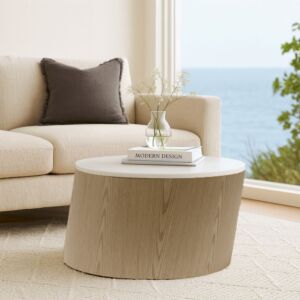 طاولة قهوة روميس - بيج وابيض