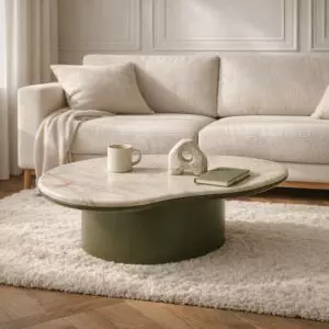 طاولة قهوة من مجموعة روفانا - رخام طبيعي - اخضر ومتعدد الالوان