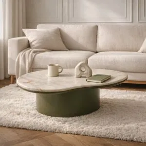 طاولة قهوة من مجموعة روفانا - رخام طبيعي - اخضر ومتعدد الالوان