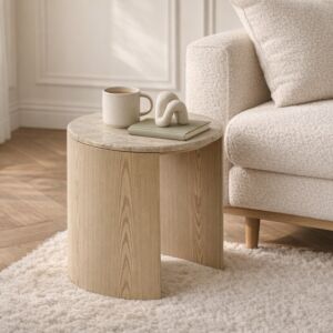 طاولة جانبية من مجموعه أرتيزا - رخام طبيعي - بيج