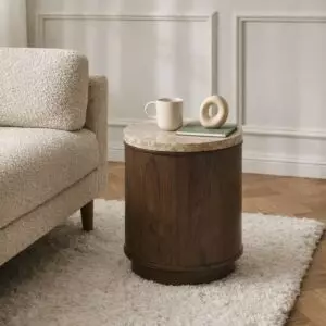 طاولة جانبية من مجموعة ارتيزا - رخام طبيعي - بني غامق وبيج