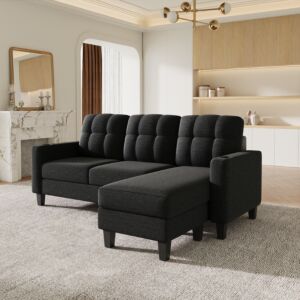 كنب زاوية مع 2 حامل أكواب فاولا - اسود