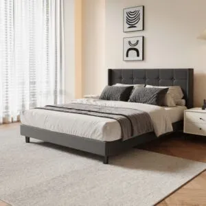 سرير كوين يوتال - رمادي غامق 150*200