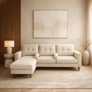 كنبة زاوية كتان رويال - بيج