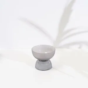 وعاء تقديم بقاعدة دوباي من الزجاج - رمادي , حجم وسط