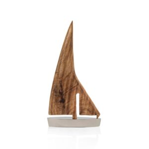 تحفة ديكور بومبونيوس شكل قارب كبير  -  بني