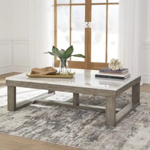 طاولة قهوة لوياسكا - ابيض وبني