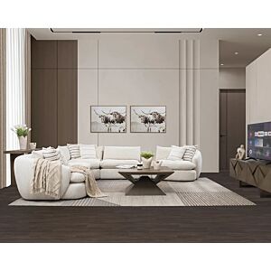 كنب زاوية لوينجين - 6 قطع - كريمي