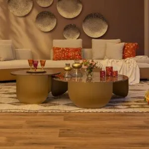 طقم طاولة قهوة وطاولة جانبية جادكو - بني