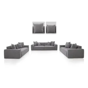 طقم كنب فيستارا - 3 قطع - رصاصي