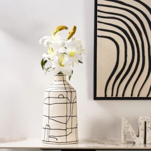 فازة حجم كبير بايكيا - ابيض واسود