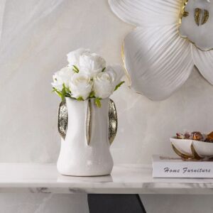 فازة حجم صغير هالومي - ابيض وذهبي