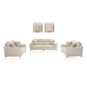 طقم كنب صوفان - 3 قطع - بيج