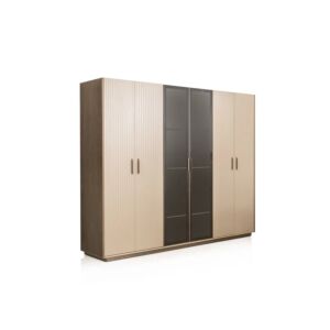 دولاب ملابس كرافت - 6 أبواب - بني