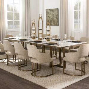 طاولة طعام ل 10 اشخاص هاستفال صغير - بيج وبني