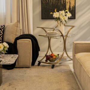 عربة تقديم توللي - ذهبي وشفاف