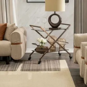 عربة تقديم بافيونا حجم صغير - بني فاتح