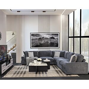 كنب زاوية 5 قطع ستيوارت - رمادي غامق