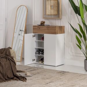 خزانة أحذية لومنا - ابيض وبني