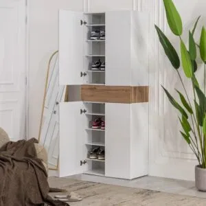 خزانة أحذية جانوكي - ابيض وبني