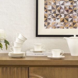 طقم فنجان شاى مع صحون 200 مل لوستار - 6 قطع