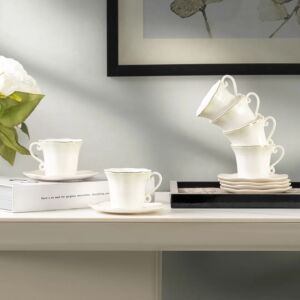 طقم فنجان شاي مع اطباق لوستار - 6 قطع