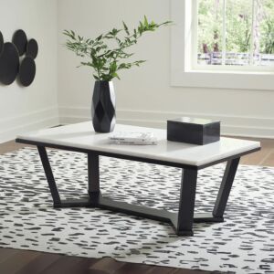 طاولة قهوة فوستيد - ابيض وبني غامق