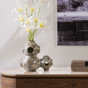 فازة تومونس 25 سم - رمادي