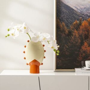 فازة كبيرة جامي - بيج وبرتقالي