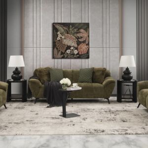 كنبة 3 مقعد دارريو - اخضر زيتي واسود