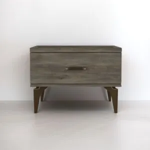 طاولة سرير جانبية ايفا خشبية و أرجل ستيل - رمادي وبني 