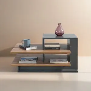 طاولة قهوة فينوس إلم كوڤ خشبية - بني و رمادي غامق