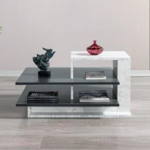 طاولة قهوة فينوس إلم كوف - رمادي غامق وأبيض رخامي