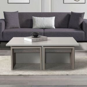 طاولة قهوة تشيست إلم كوف مع 4 طاولات جانبية - بيج فاتح