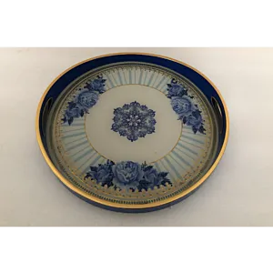 صينية تقديم سكور دائرى زجاج بإطار بلاستيك متعدد الالوان