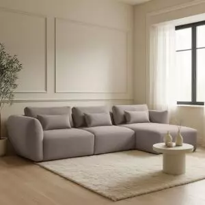 كنبة زاوية ميلار - 3 قطع - بني فاتح