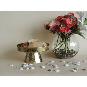 وعاء تقديم بقاعدة مرتفعة يرونا مقاس صغير-ذهبي